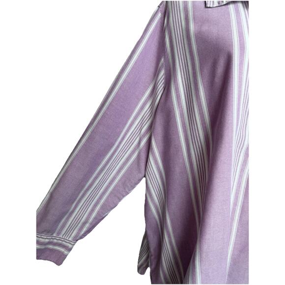 Woman Within Plus Sz 2X Tunic Top 1/4 button Up long sleeve Lavender White - Picture 3 of 13